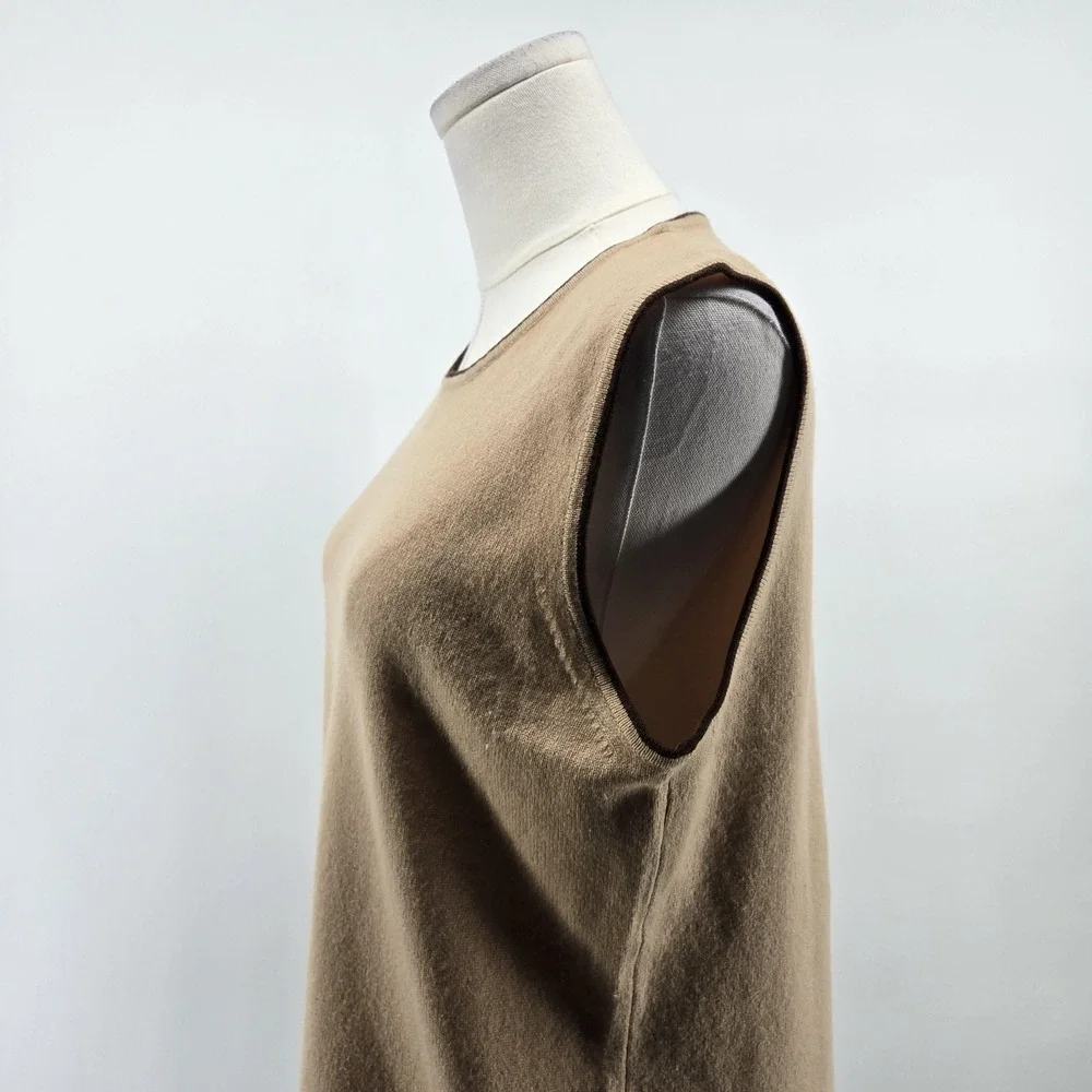 Croft&barrow Sweater Vest Womens L Beige 100% Cashmere Crew Neck‎ Lightweight